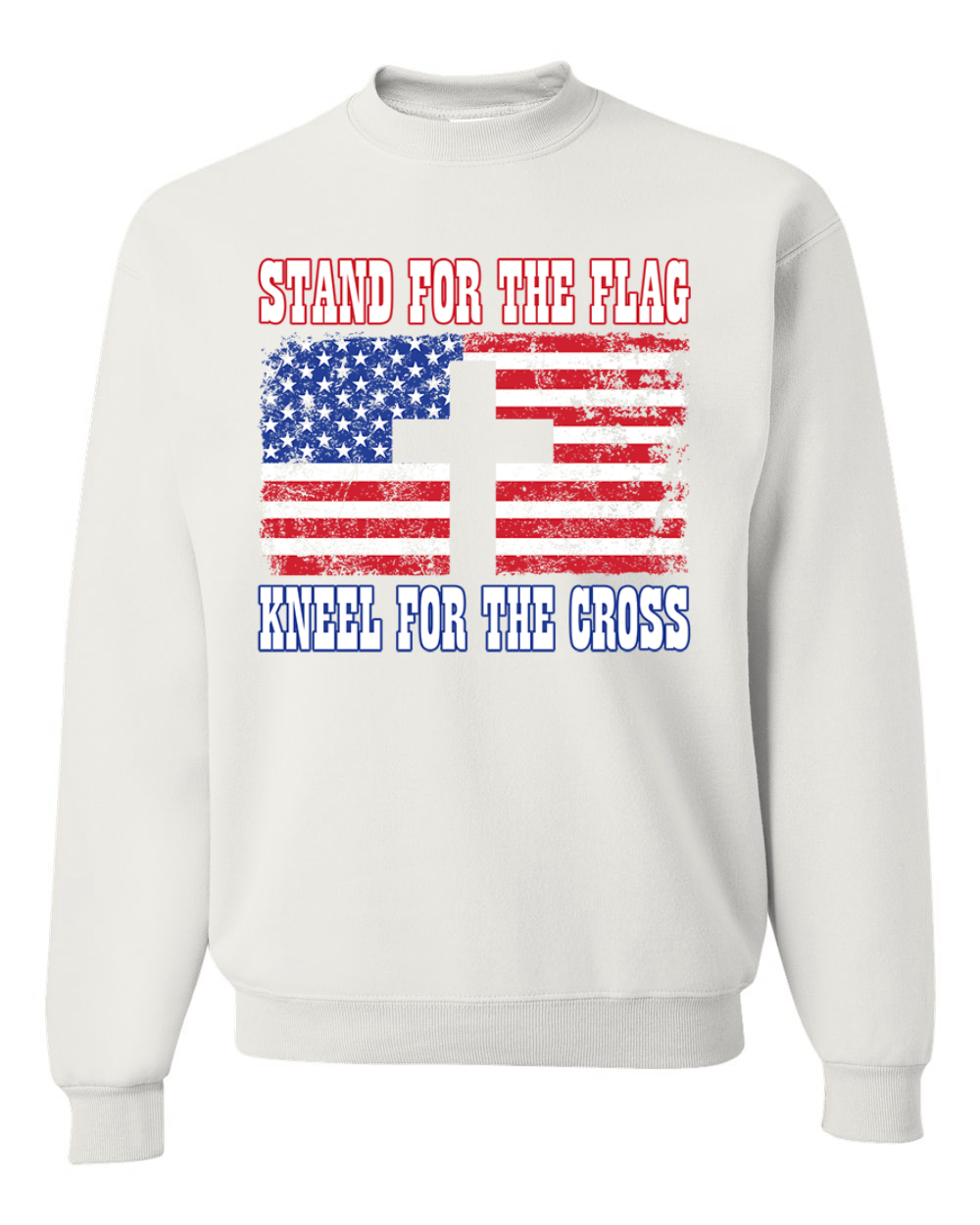 American Flag Stand For The Flag Kneel For The Cross Unisex Crewneck Sweatshirt - Picture 21 of 23