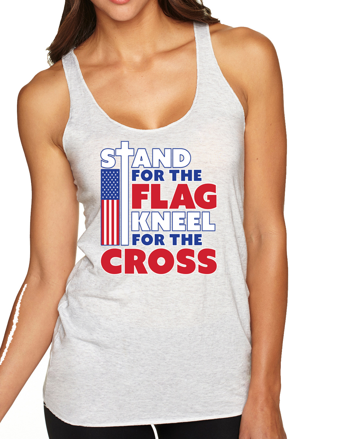 Stand for the Flag Kneel For the Cross Tri-Blend Racerback Tank Top - Picture 7 of 16