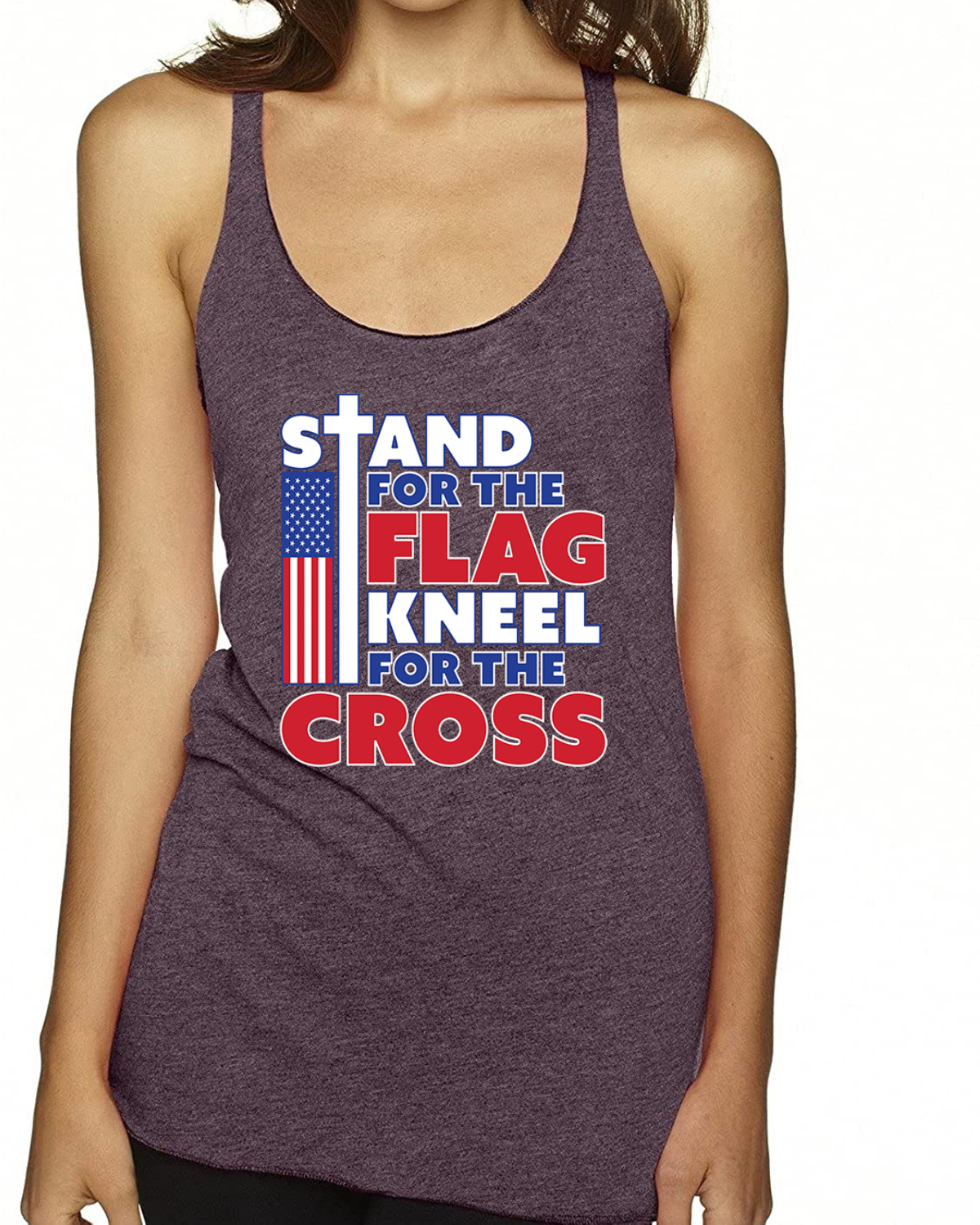 Stand for the Flag Kneel For the Cross Tri-Blend Racerback Tank Top - Picture 16 of 16