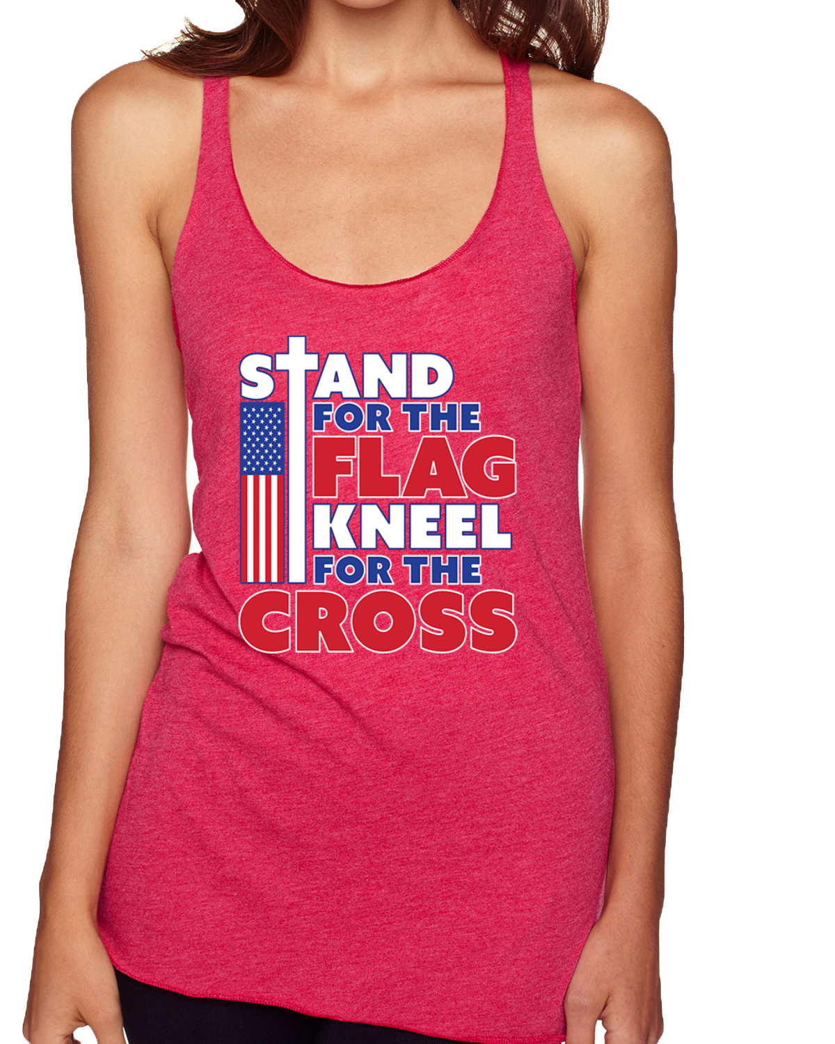 Stand for the Flag Kneel For the Cross Tri-Blend Racerback Tank Top - Picture 14 of 16