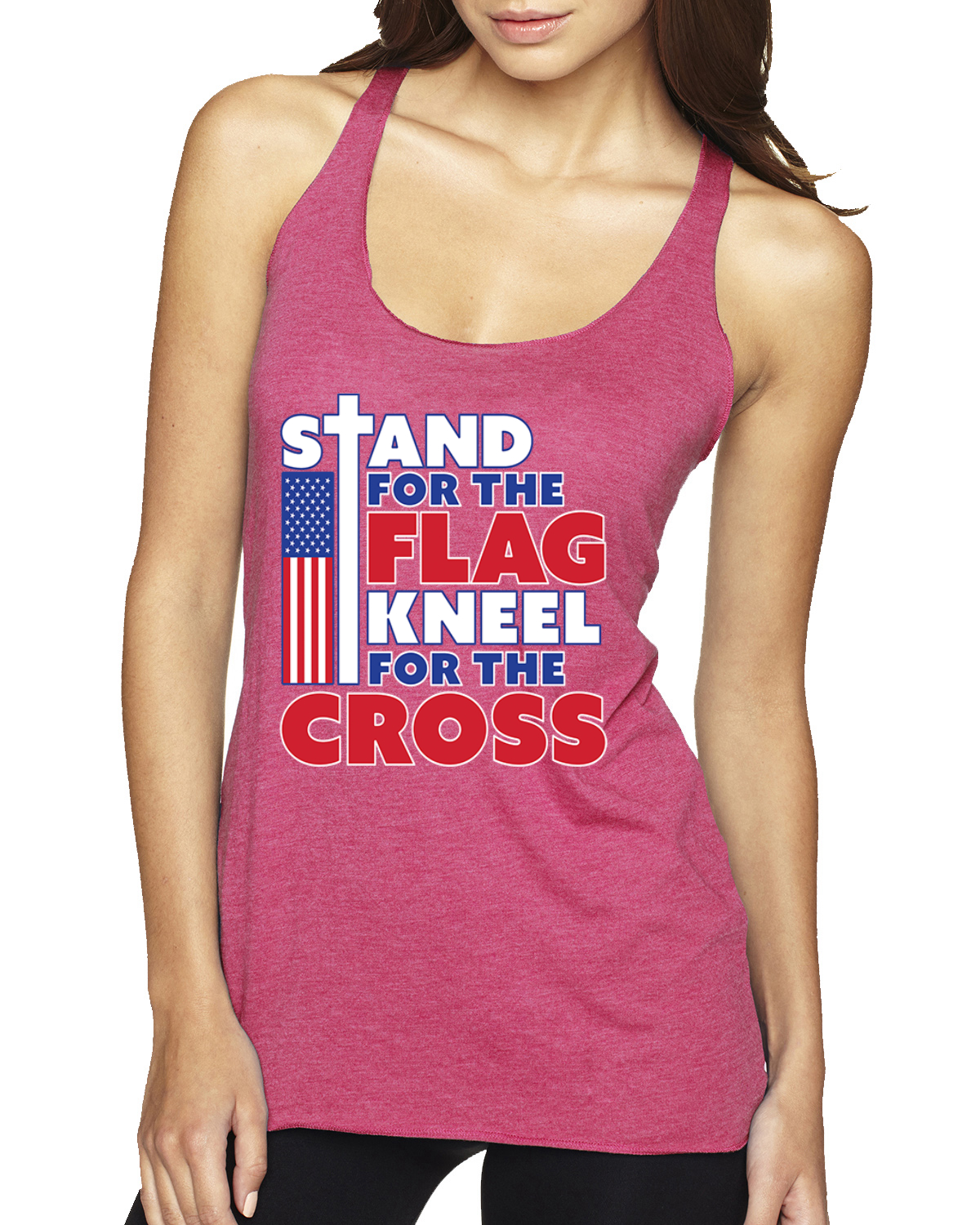 Stand for the Flag Kneel For the Cross Tri-Blend Racerback Tank Top - Picture 15 of 16