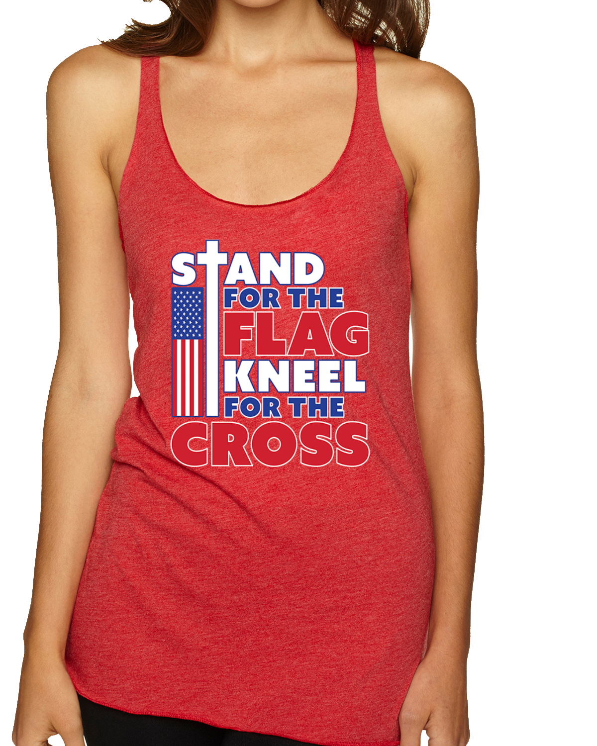 Stand for the Flag Kneel For the Cross Tri-Blend Racerback Tank Top - Picture 11 of 16