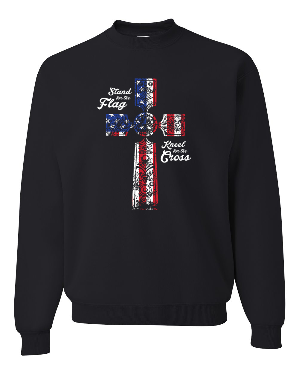 Stand For The Flag Kneel for The Cross USA Flag Unisex Crewneck Sweatshirt - Picture 3 of 23
