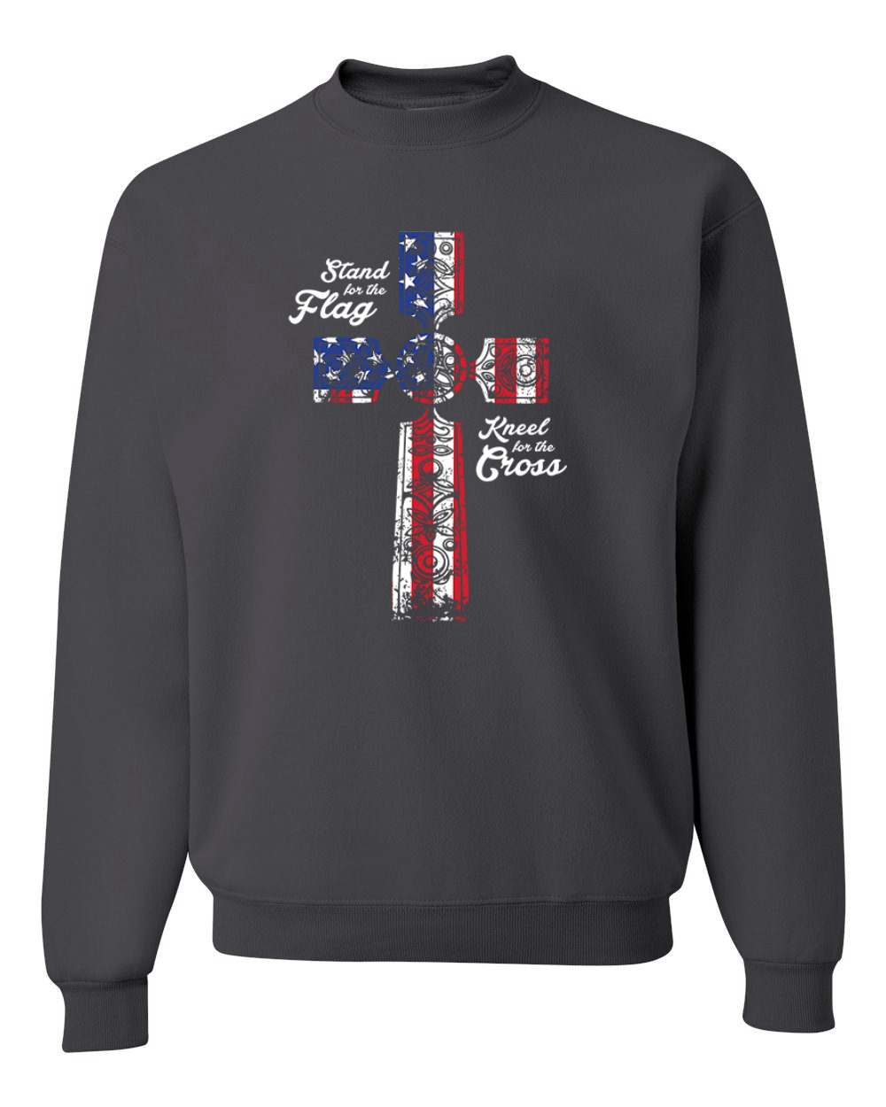 Stand For The Flag Kneel for The Cross USA Flag Unisex Crewneck Sweatshirt - Picture 4 of 23