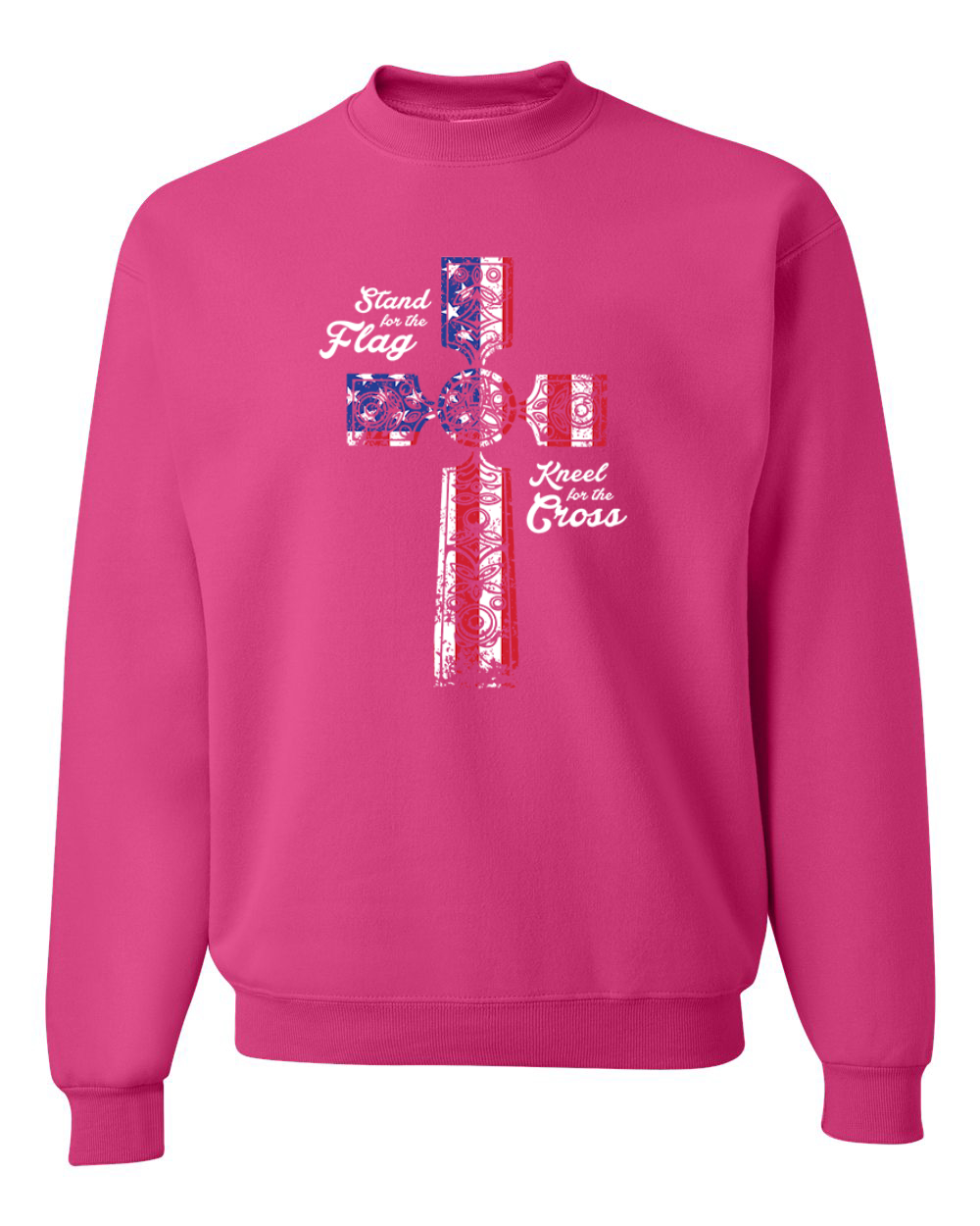 Stand For The Flag Kneel for The Cross USA Flag Unisex Crewneck Sweatshirt - Picture 6 of 23