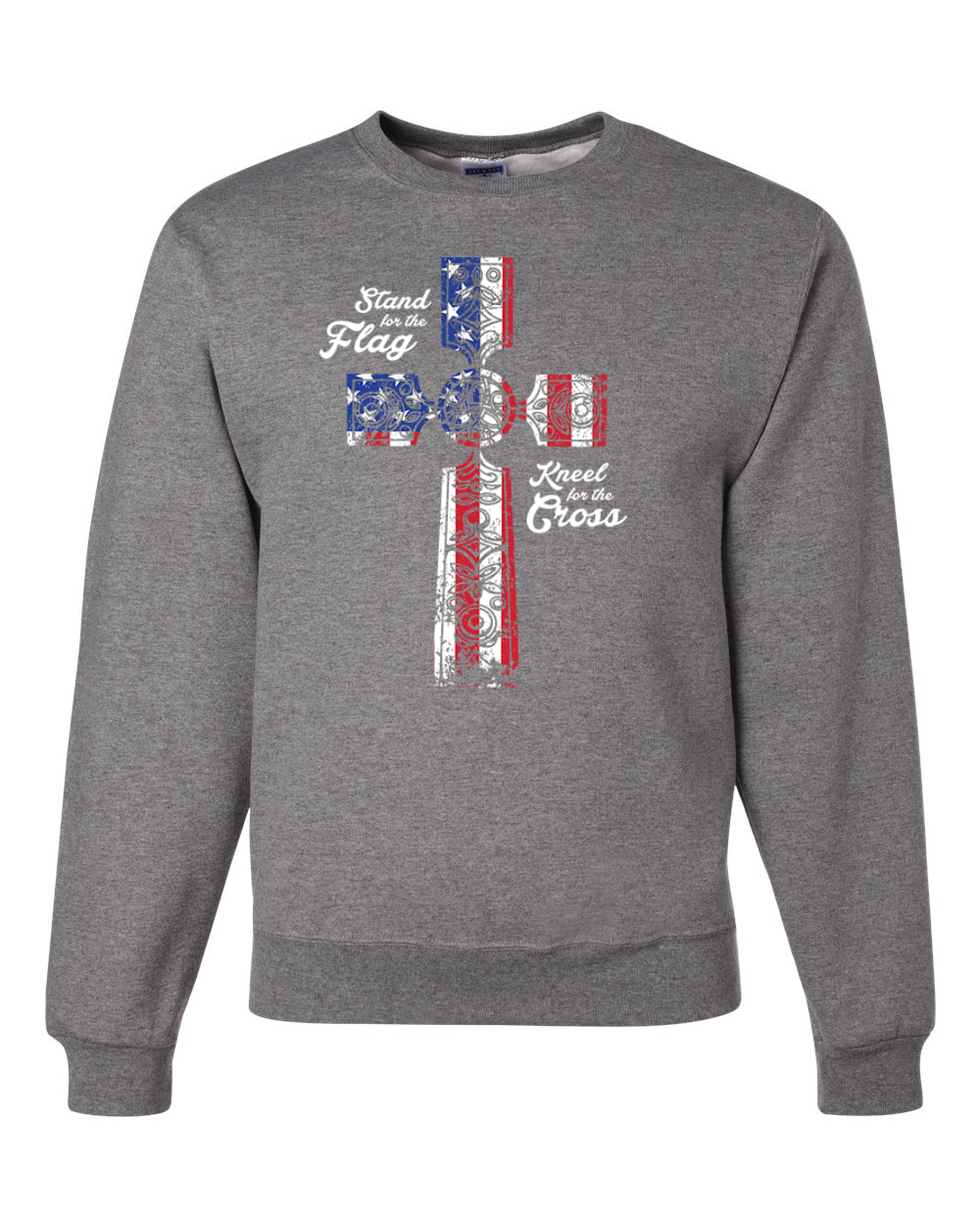 Stand For The Flag Kneel for The Cross USA Flag Unisex Crewneck Sweatshirt - Picture 8 of 23
