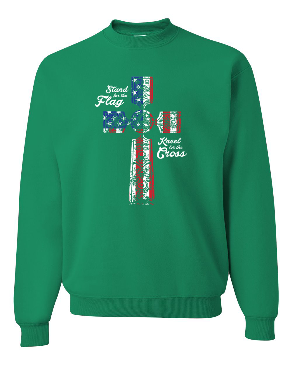 Stand For The Flag Kneel for The Cross USA Flag Unisex Crewneck Sweatshirt - Picture 9 of 23