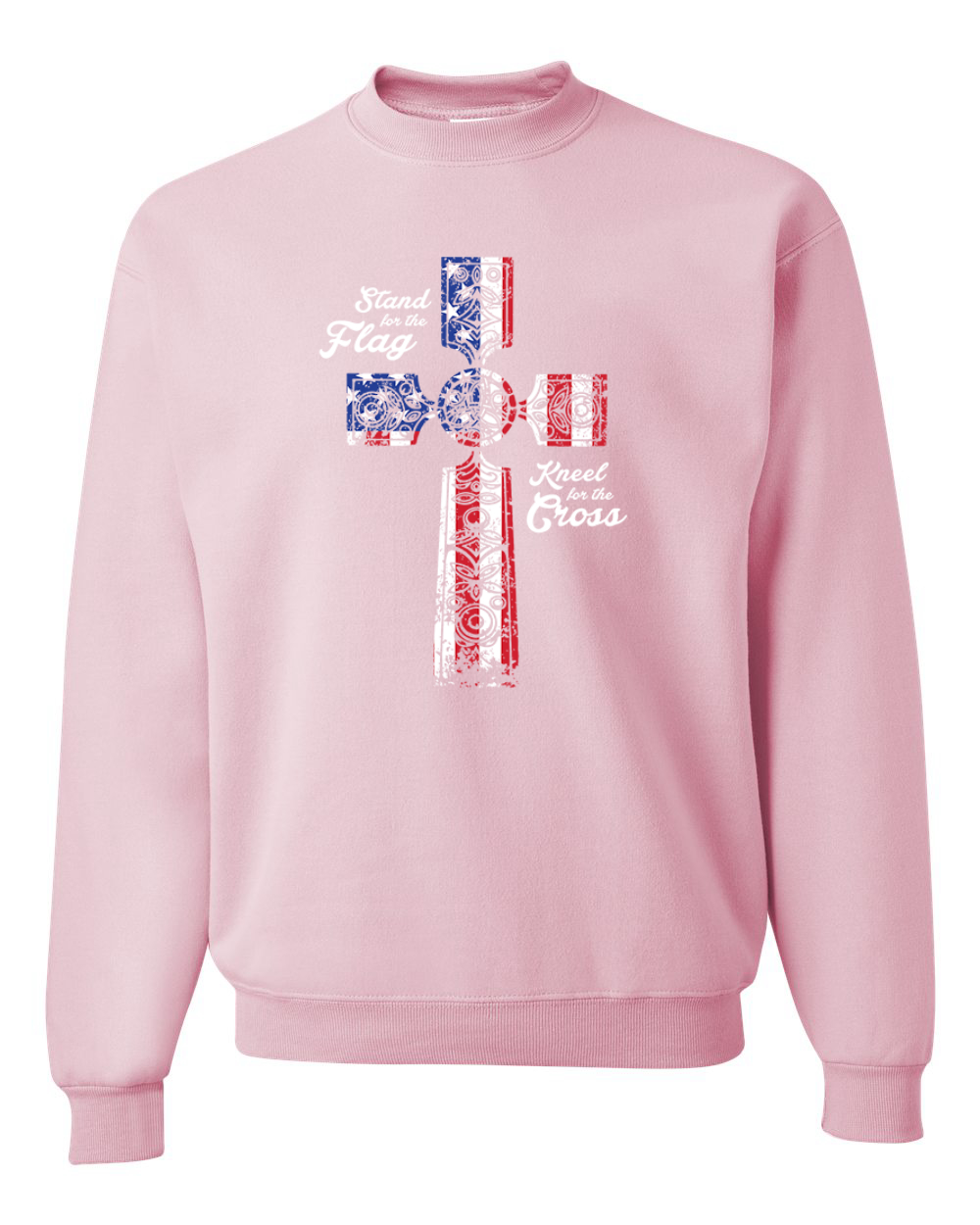 Stand For The Flag Kneel for The Cross USA Flag Unisex Crewneck Sweatshirt - Picture 10 of 23