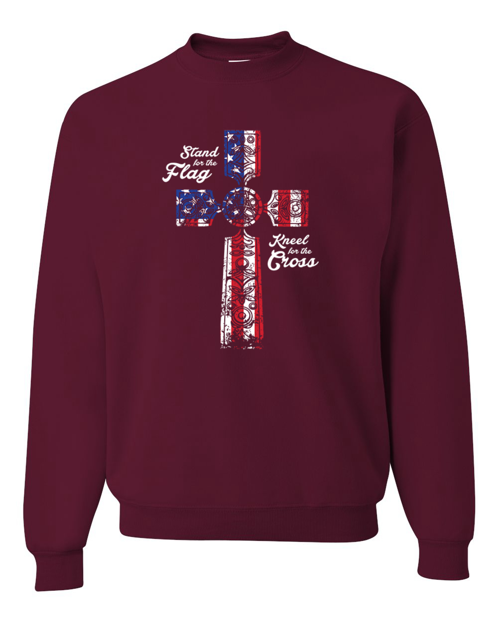 Stand For The Flag Kneel for The Cross USA Flag Unisex Crewneck Sweatshirt - Picture 11 of 23