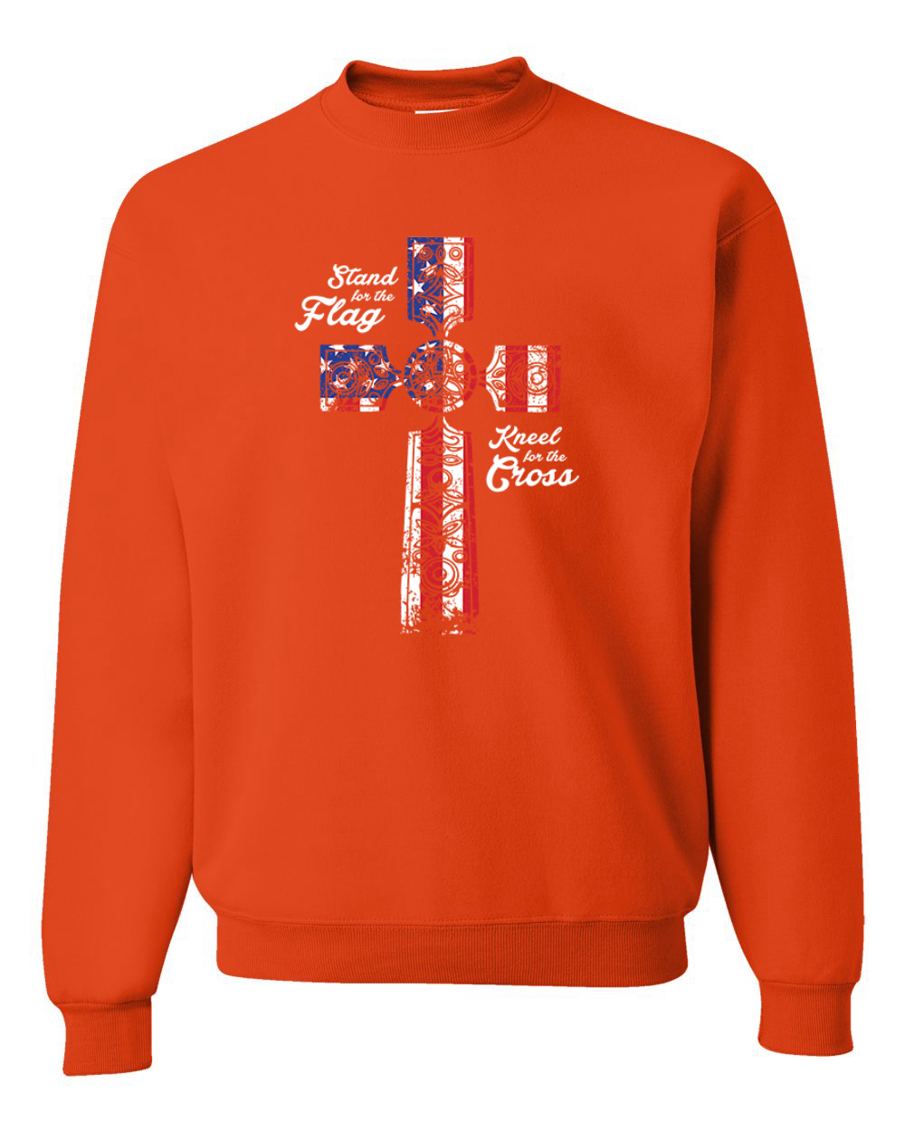 Stand For The Flag Kneel for The Cross USA Flag Unisex Crewneck Sweatshirt - Picture 14 of 23