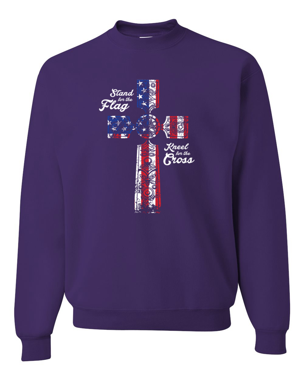 Stand For The Flag Kneel for The Cross USA Flag Unisex Crewneck Sweatshirt - Picture 15 of 23
