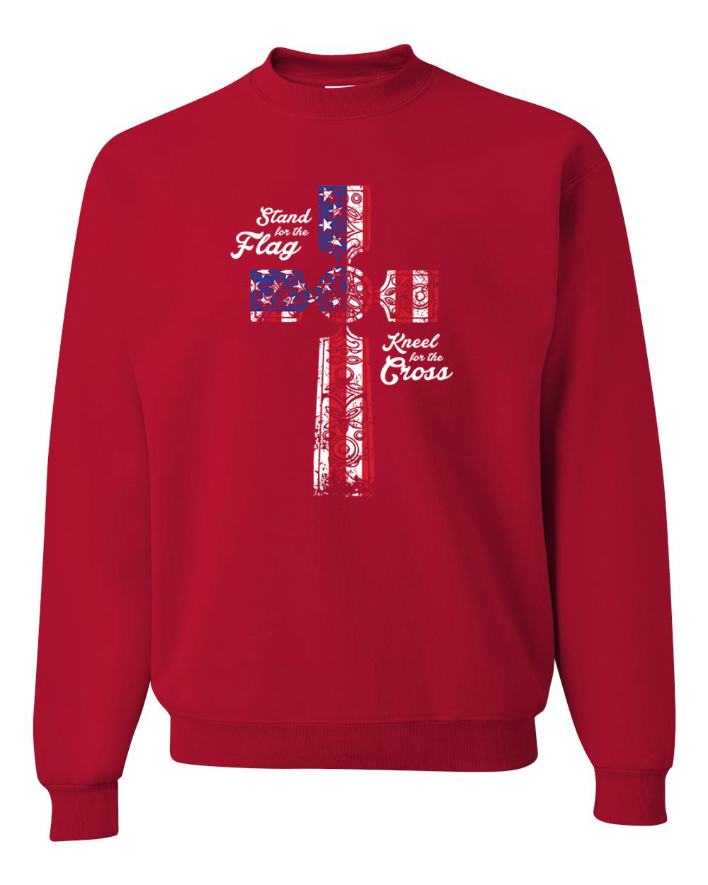 Stand For The Flag Kneel for The Cross USA Flag Unisex Crewneck Sweatshirt - Picture 16 of 23