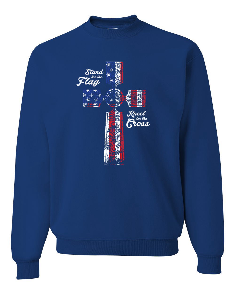Stand For The Flag Kneel for The Cross USA Flag Unisex Crewneck Sweatshirt - Picture 17 of 23