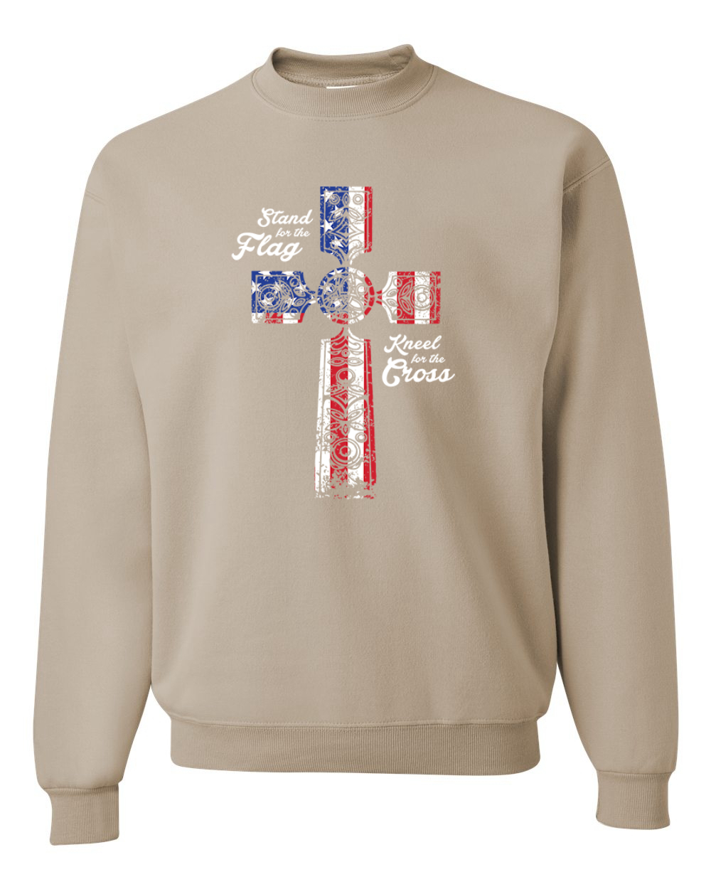 Stand For The Flag Kneel for The Cross USA Flag Unisex Crewneck Sweatshirt - Picture 23 of 23