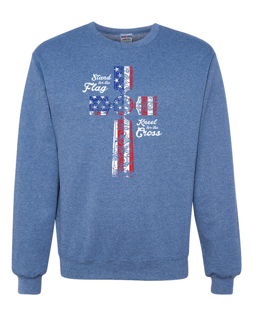 Stand For The Flag Kneel for The Cross USA Flag Unisex Crewneck Sweatshirt - Picture 18 of 23