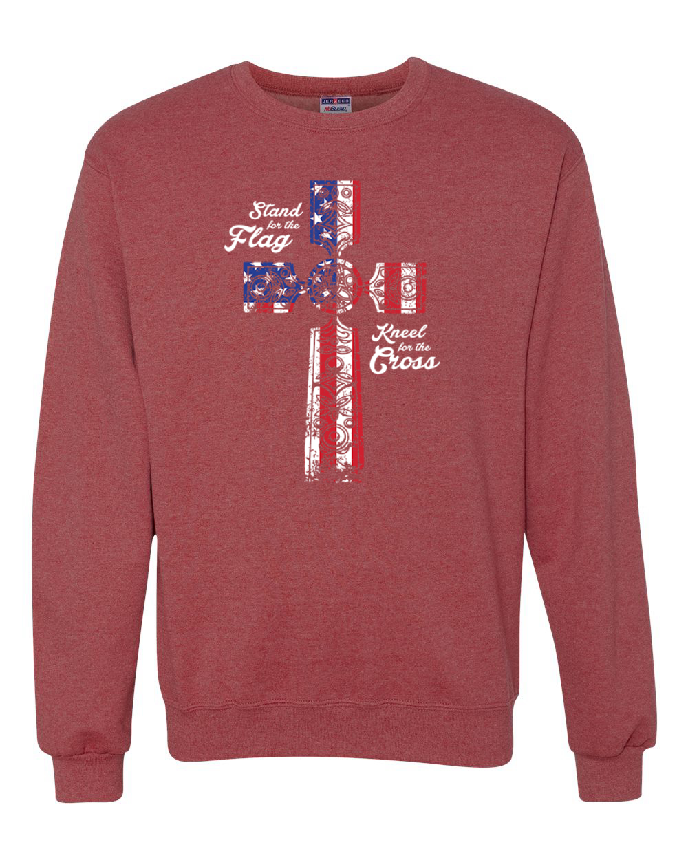 Stand For The Flag Kneel for The Cross USA Flag Unisex Crewneck Sweatshirt - Picture 20 of 23