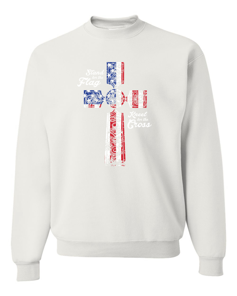 Stand For The Flag Kneel for The Cross USA Flag Unisex Crewneck Sweatshirt - Picture 21 of 23