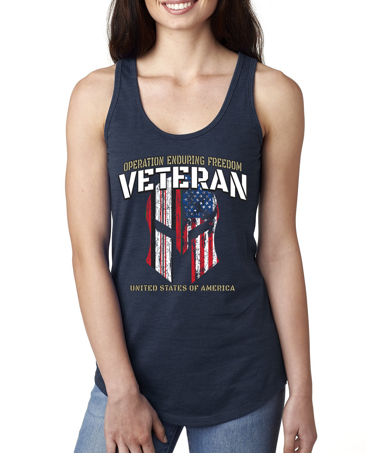Operation Iraqi Enduring Freedom Color Navy Ladies Racerback Tank Top - Picture 5 of 6