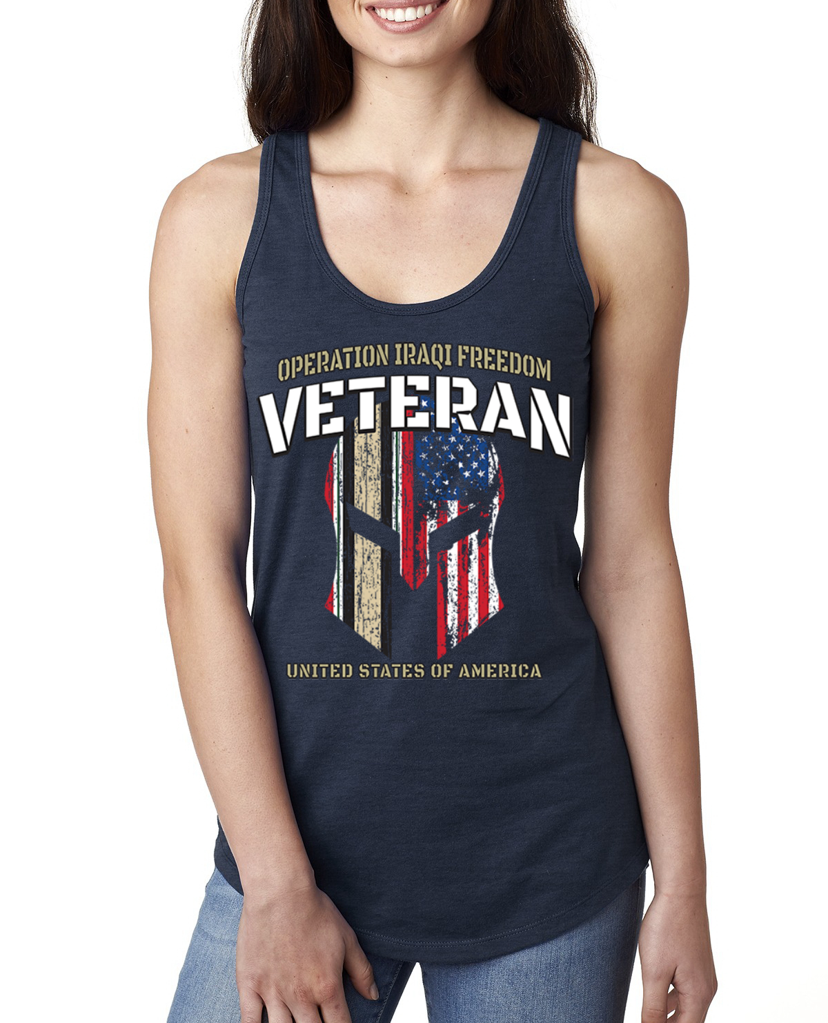 Operation Iraqi Enduring Freedom Color Navy Ladies Racerback Tank Top - Picture 6 of 6
