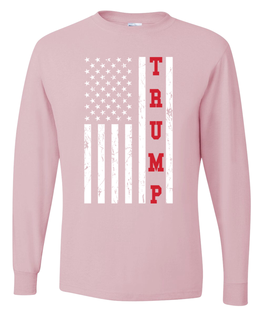 Trump Distressed USA Flag Political Men Long Sleeve Shirt - Picture 6 of 10