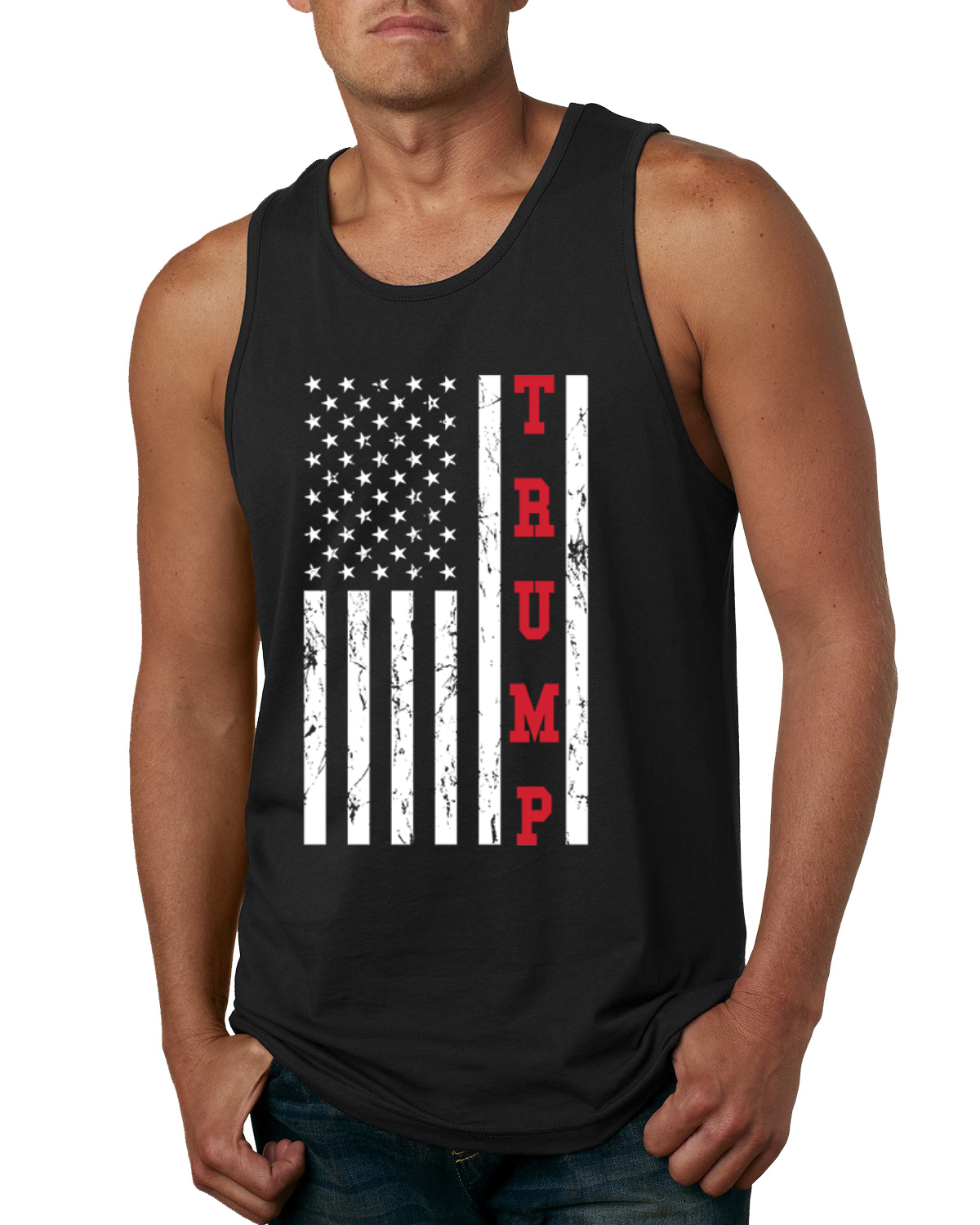 Camiseta sin mangas Trump con bandera de EE. UU. para hombres políticos - Imagen 3 de 6