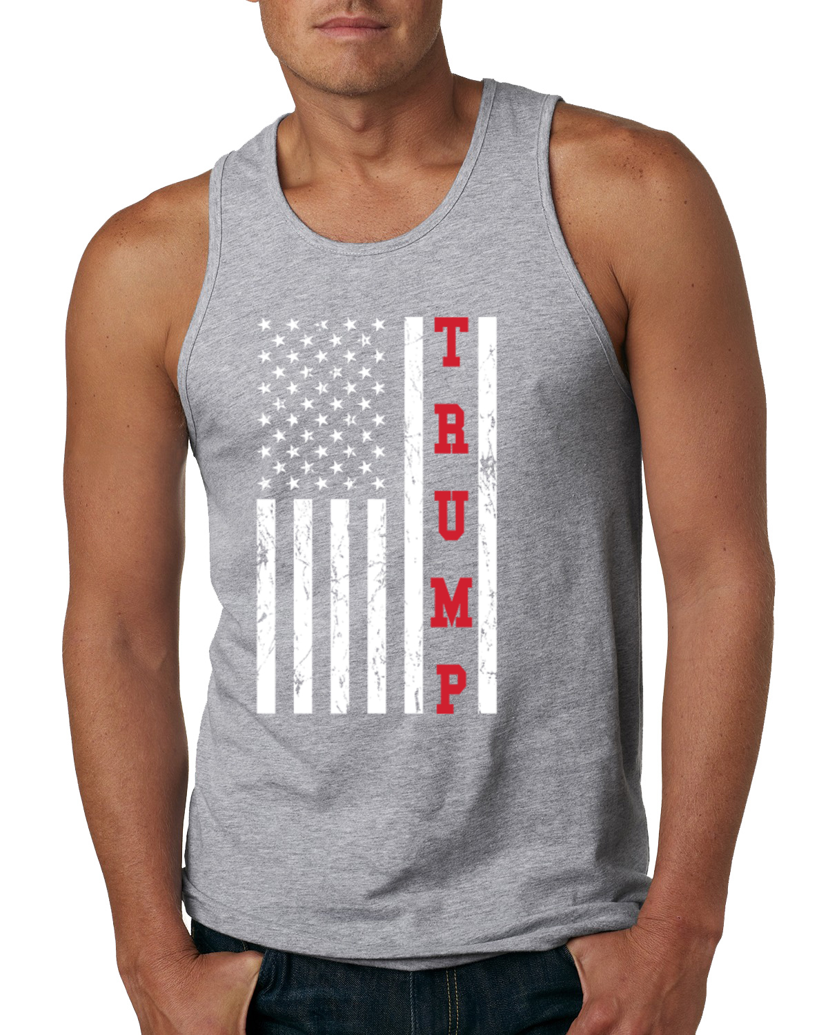 Camiseta sin mangas Trump con bandera de EE. UU. para hombres políticos - Imagen 4 de 6