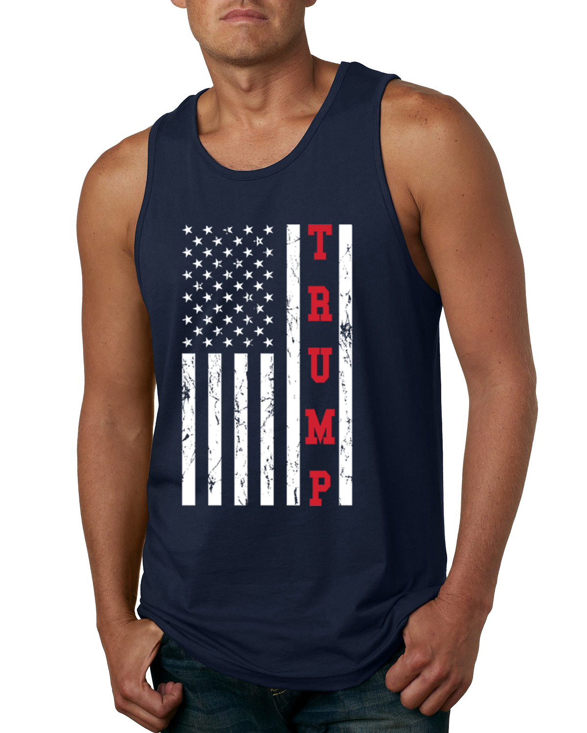 Camiseta sin mangas Trump con bandera de EE. UU. para hombres políticos - Imagen 5 de 6