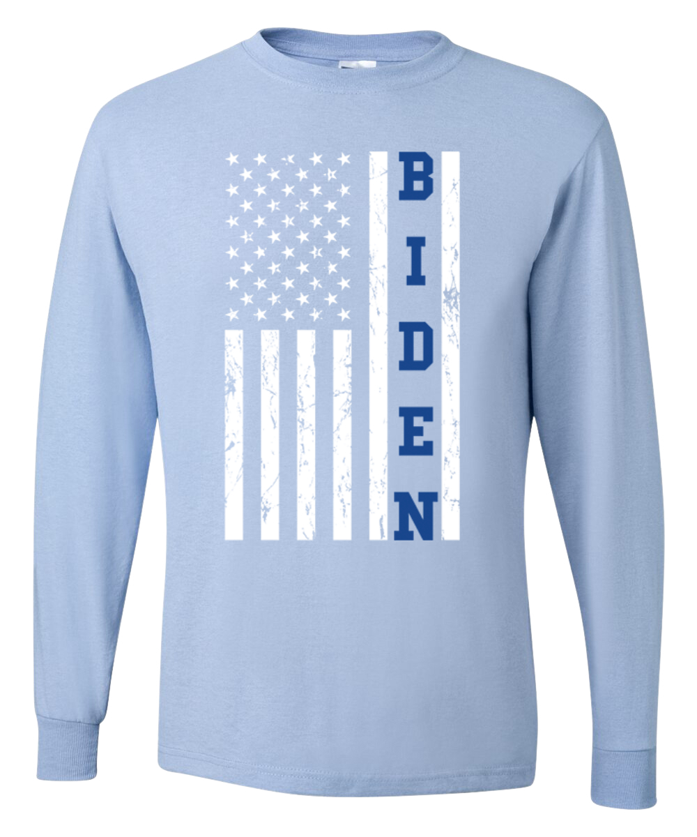 Biden Distressed USA Flag Political Men Long Sleeve Shirt - Picture 11 of 11