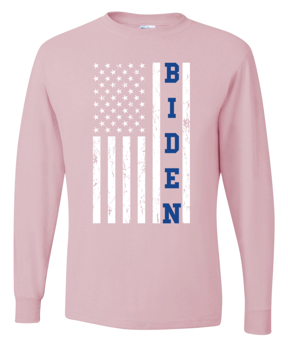 Biden Distressed USA Flag Political Men Long Sleeve Shirt - Picture 6 of 11