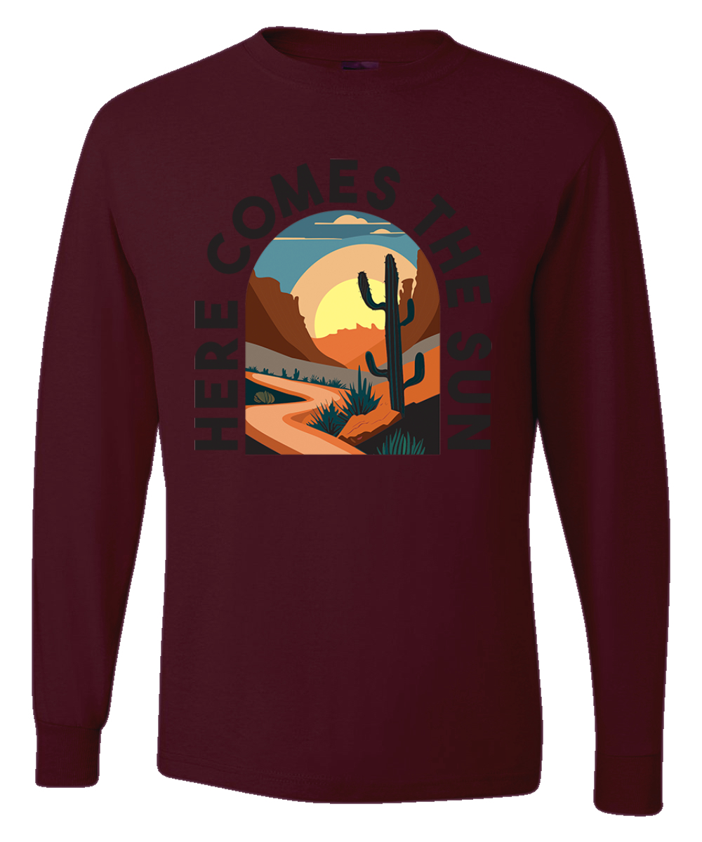 Camisa de manga larga para hombre Here Comes The Sun Desert Road Nature - Imagen 6 de 10