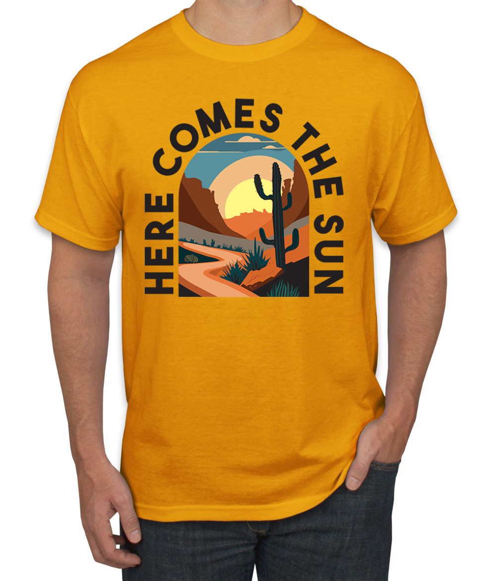 T-shirt uomo Here Comes The Sun Desert Road Nature - Foto 11 di 13