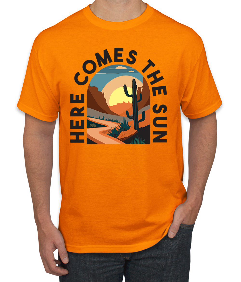 T-shirt uomo Here Comes The Sun Desert Road Nature - Foto 7 di 13