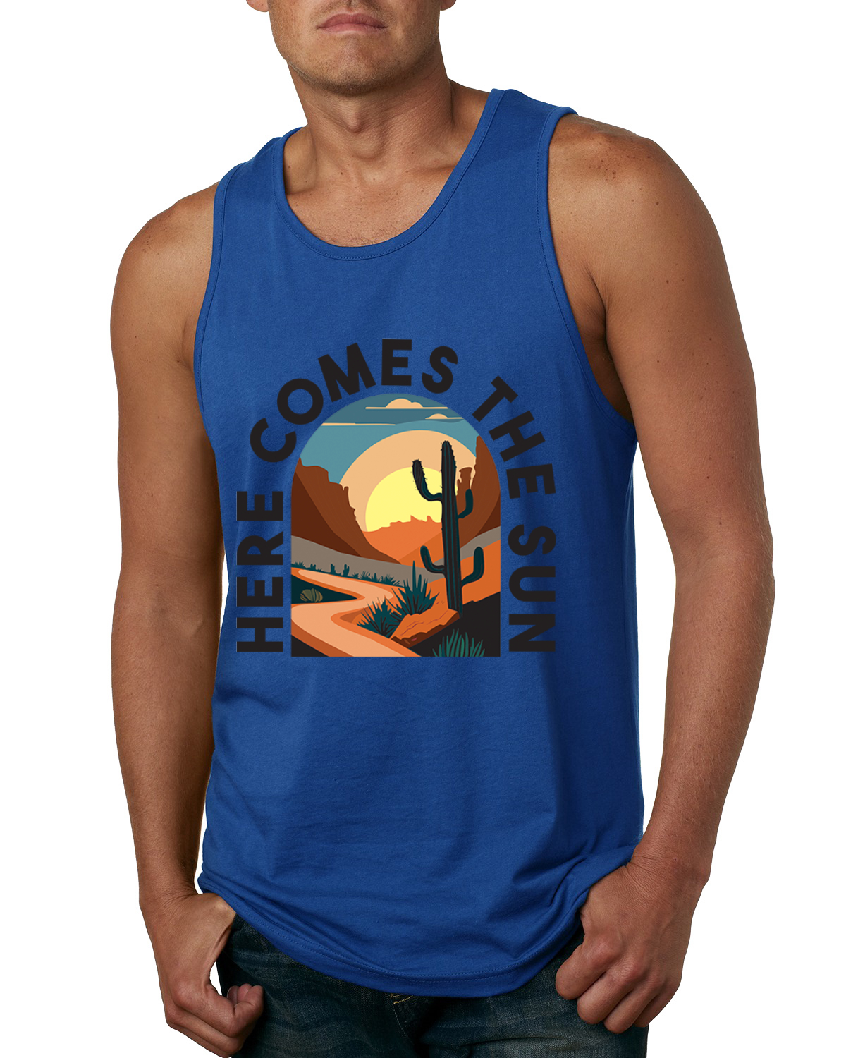 Here Comes The Sun Desert Road Nature Men Tank Top - Picture 5 of 5