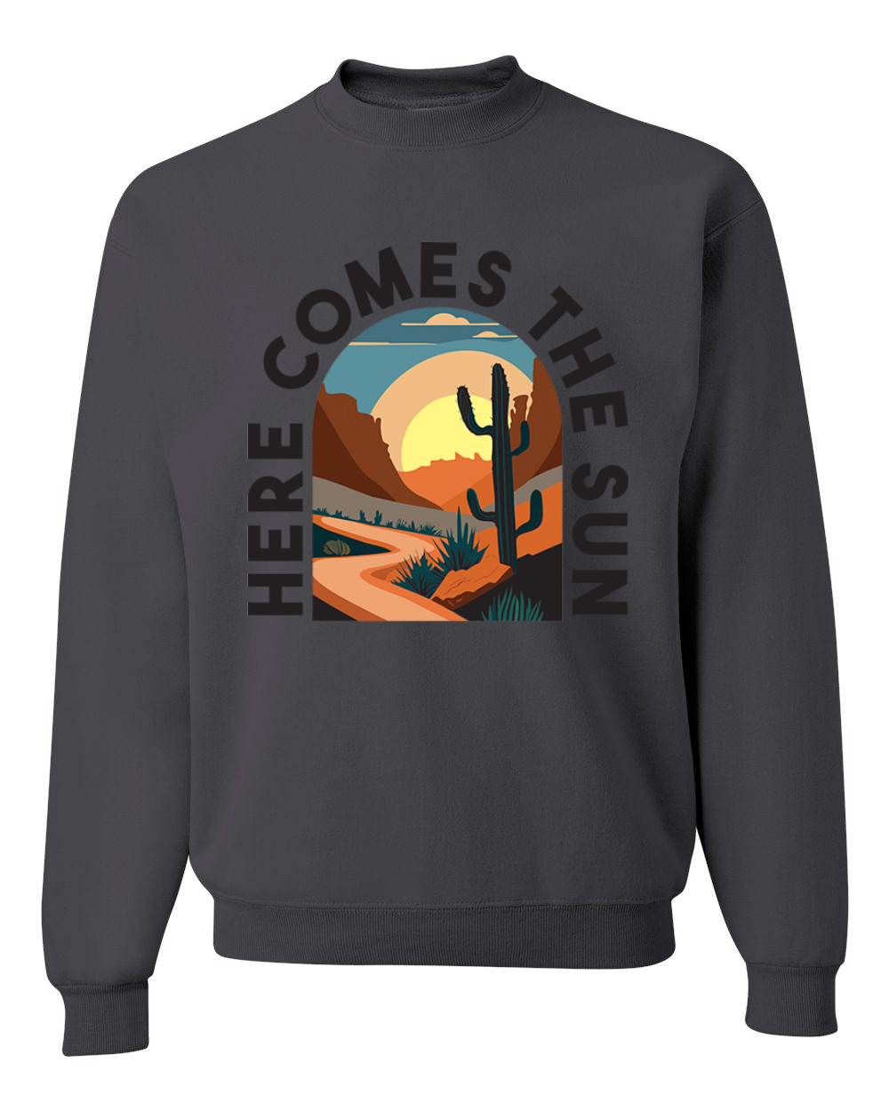 Here Comes The Sun Desert Road Nature Unisex Rundhalsausschnitt Sweatshirt - Bild 3 von 10