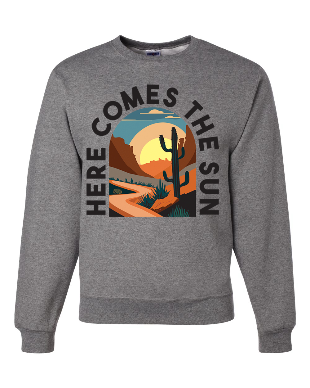 Here Comes The Sun Desert Road Nature Unisex Rundhalsausschnitt Sweatshirt - Bild 4 von 10