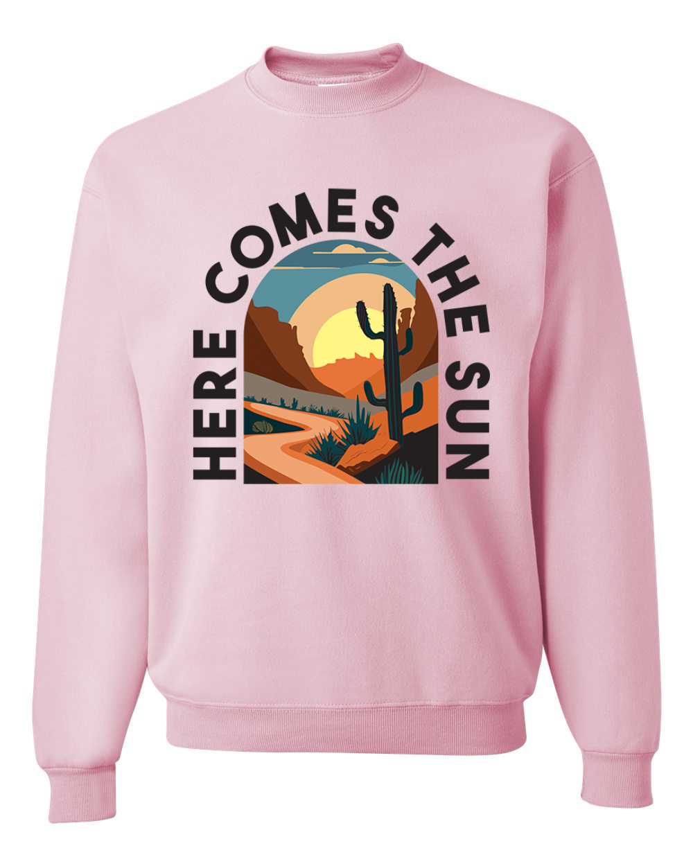 Here Comes The Sun Desert Road Nature Unisex Rundhalsausschnitt Sweatshirt - Bild 5 von 10