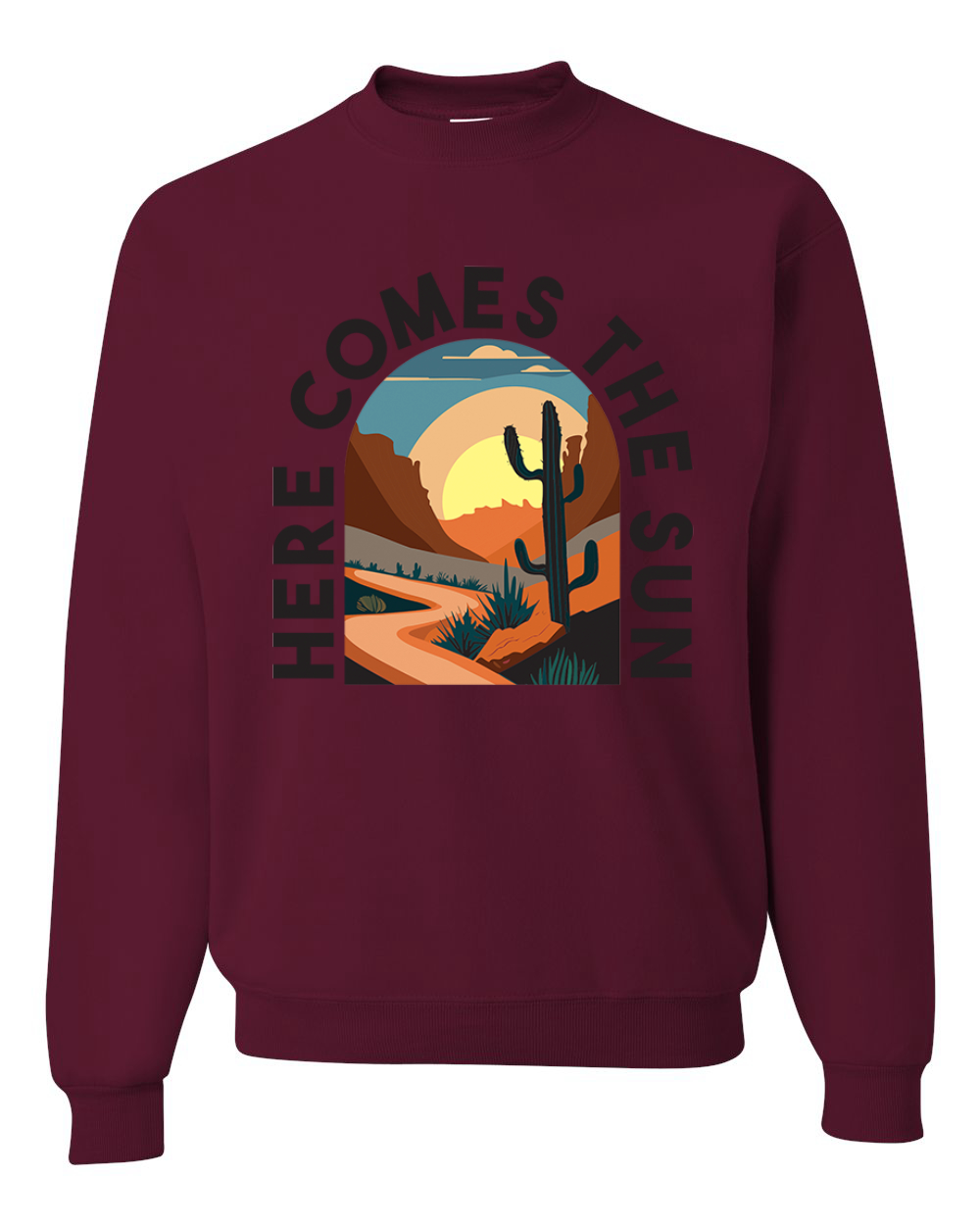 Here Comes The Sun Desert Road Nature Unisex Rundhalsausschnitt Sweatshirt - Bild 6 von 10