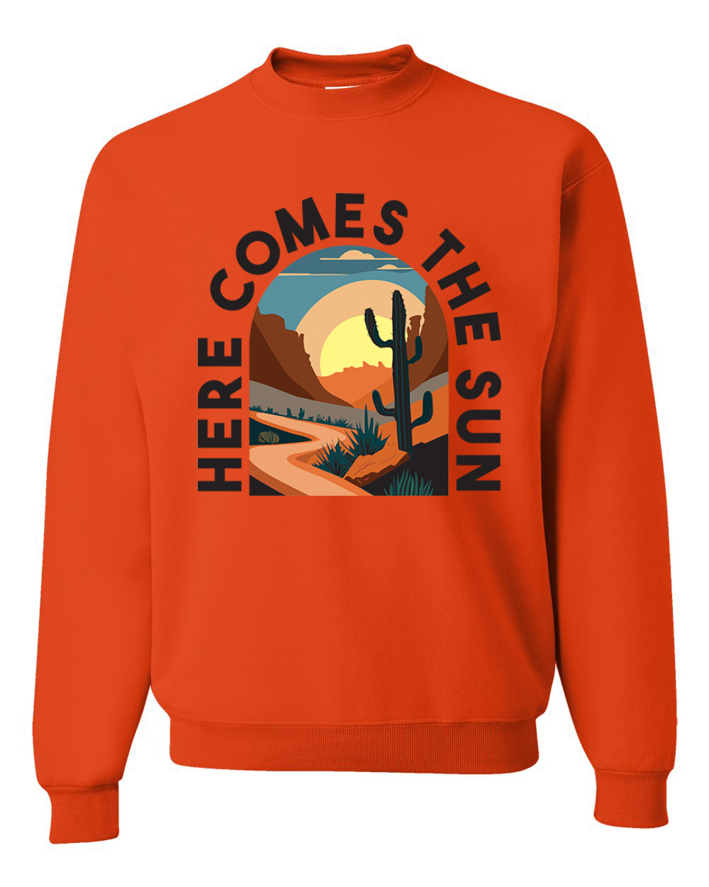 Here Comes The Sun Desert Road Nature Unisex Rundhalsausschnitt Sweatshirt - Bild 7 von 10