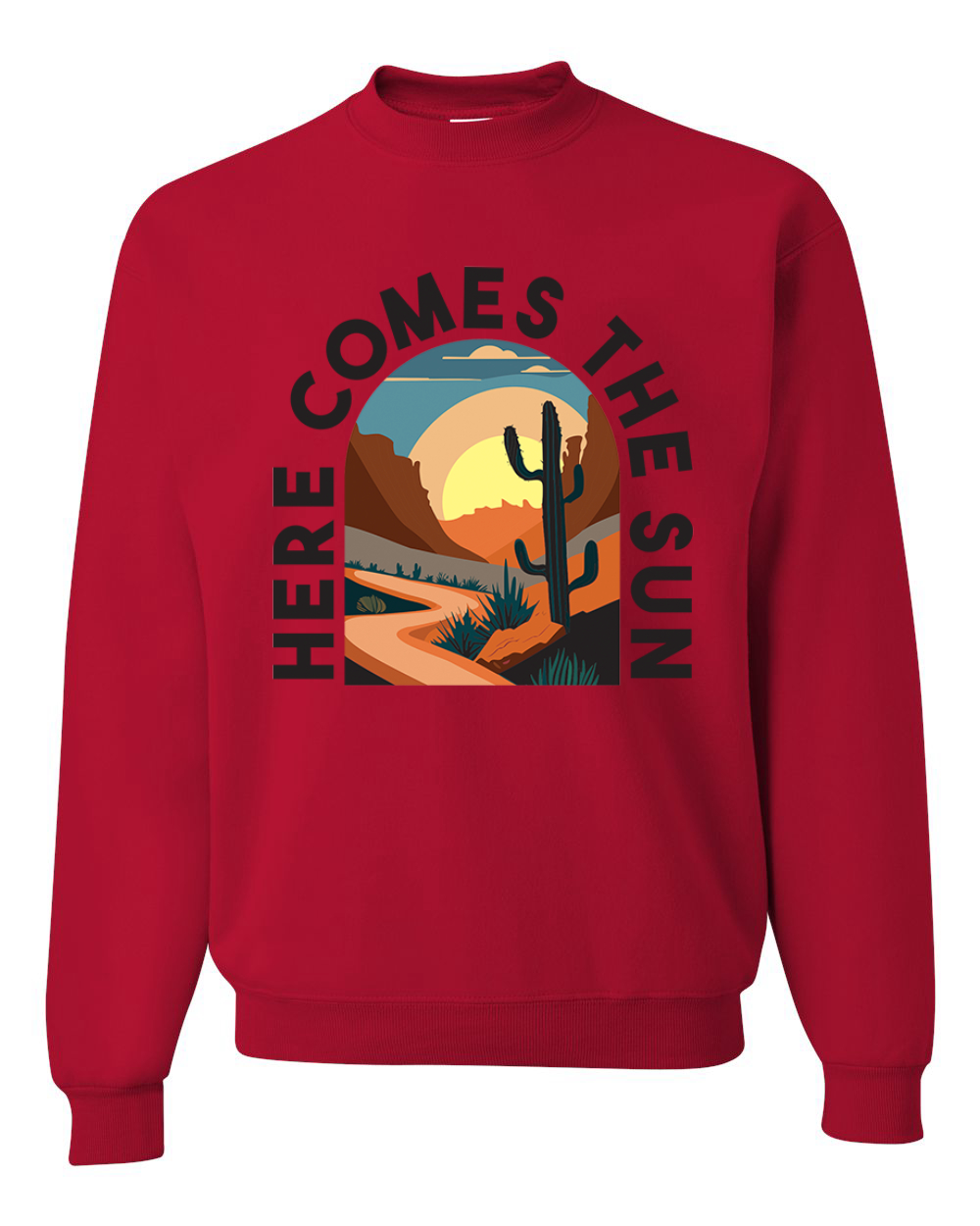 Here Comes The Sun Desert Road Nature Unisex Rundhalsausschnitt Sweatshirt - Bild 8 von 10