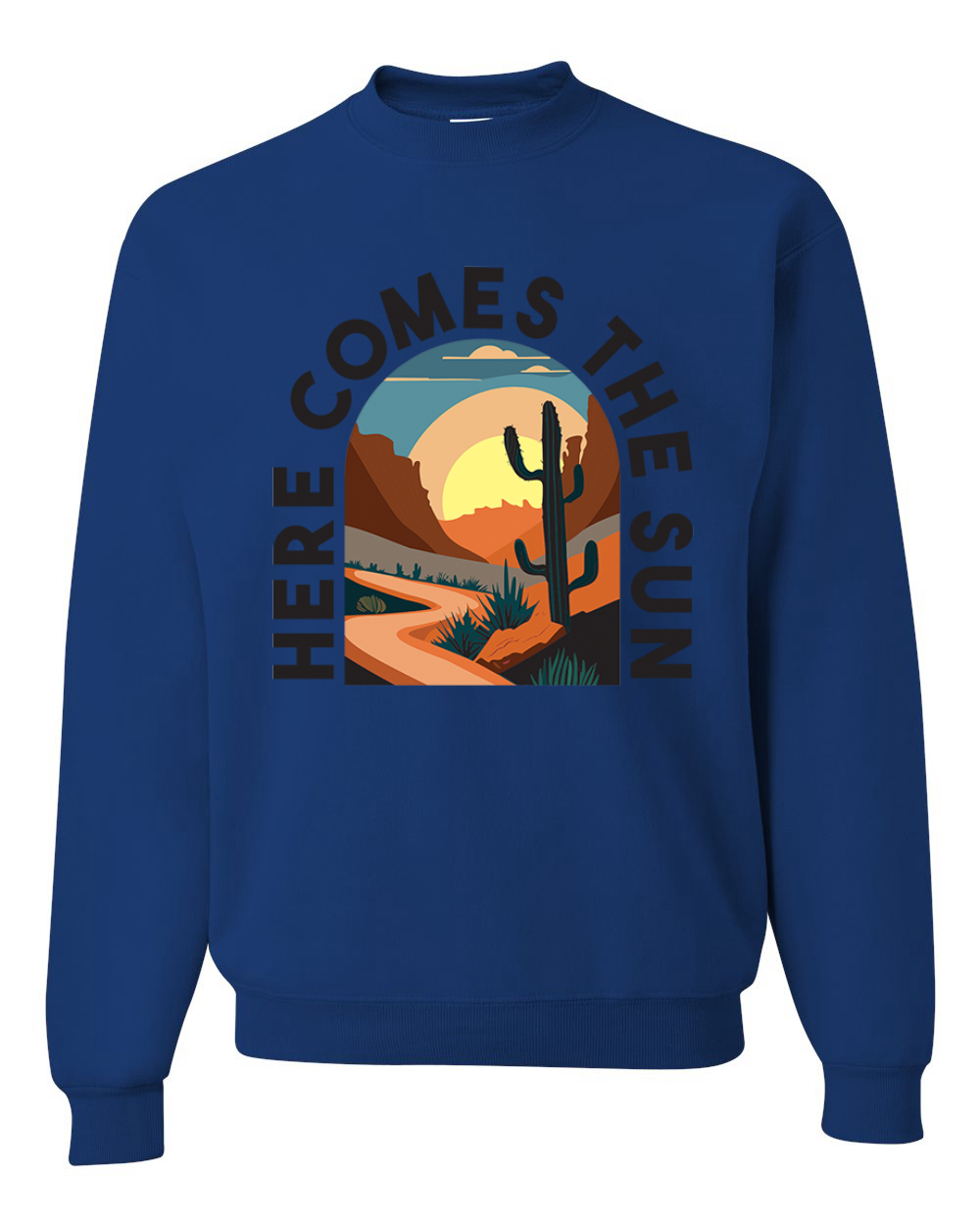 Here Comes The Sun Desert Road Nature Unisex Rundhalsausschnitt Sweatshirt - Bild 9 von 10