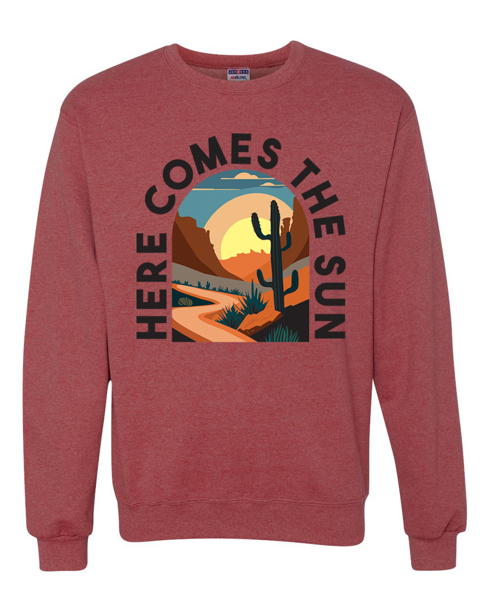 Here Comes The Sun Desert Road Nature Unisex Rundhalsausschnitt Sweatshirt - Bild 10 von 10