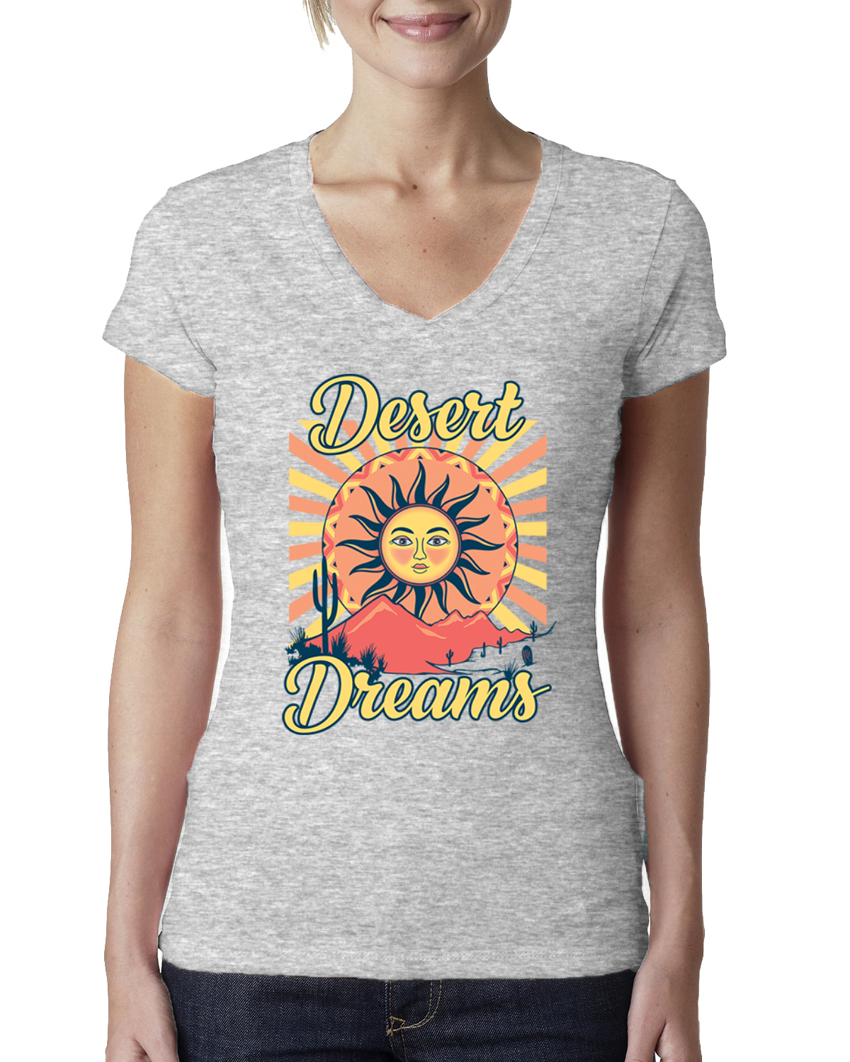Camiseta cuello en V Desert Dreams Sunset Nature calce junior - Imagen 4 de 5