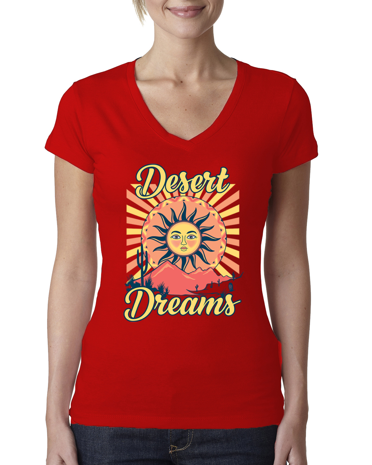 Camiseta cuello en V Desert Dreams Sunset Nature calce junior - Imagen 5 de 5