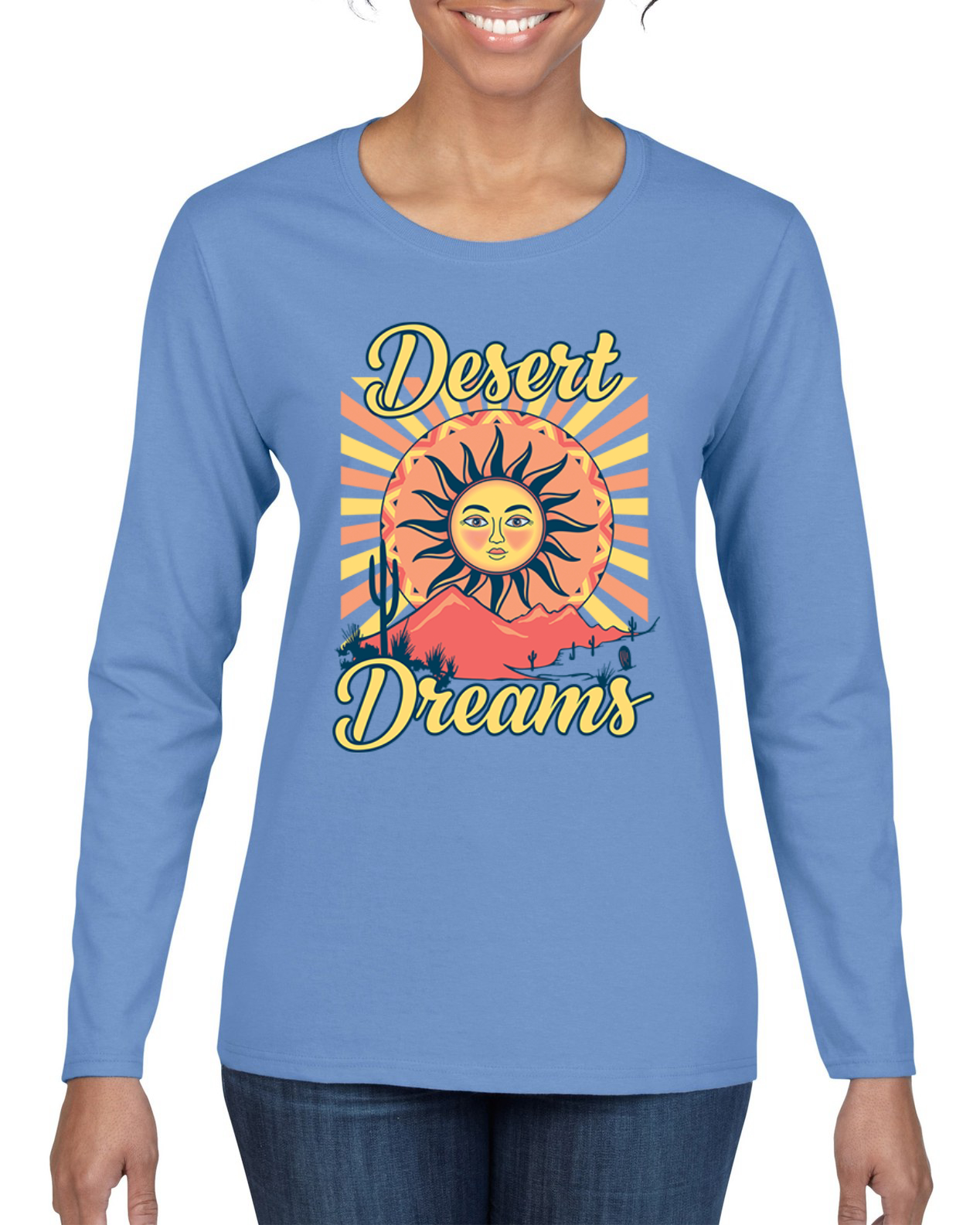 Desert Dreams Sunset Nature Women Graphic Long Sleeve T-Shirt - Picture 8 of 8