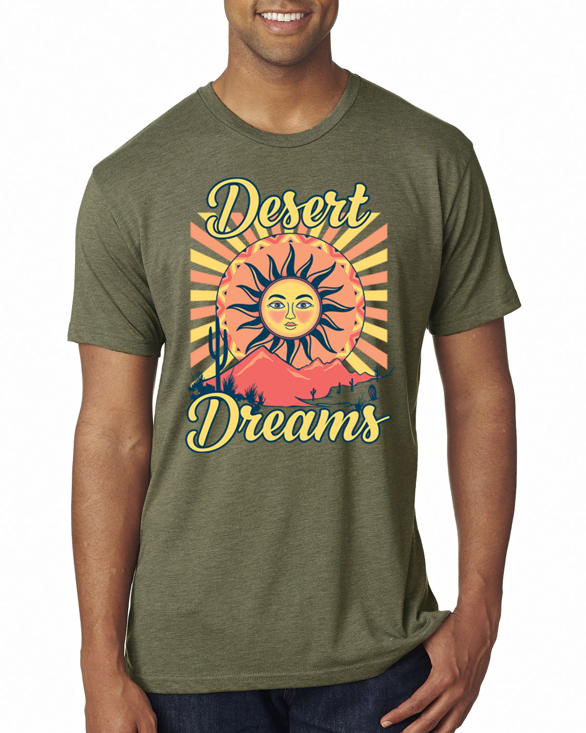 T-shirt uomo Desert Dreams Sunset Nature premium tri miscela - Foto 3 di 3