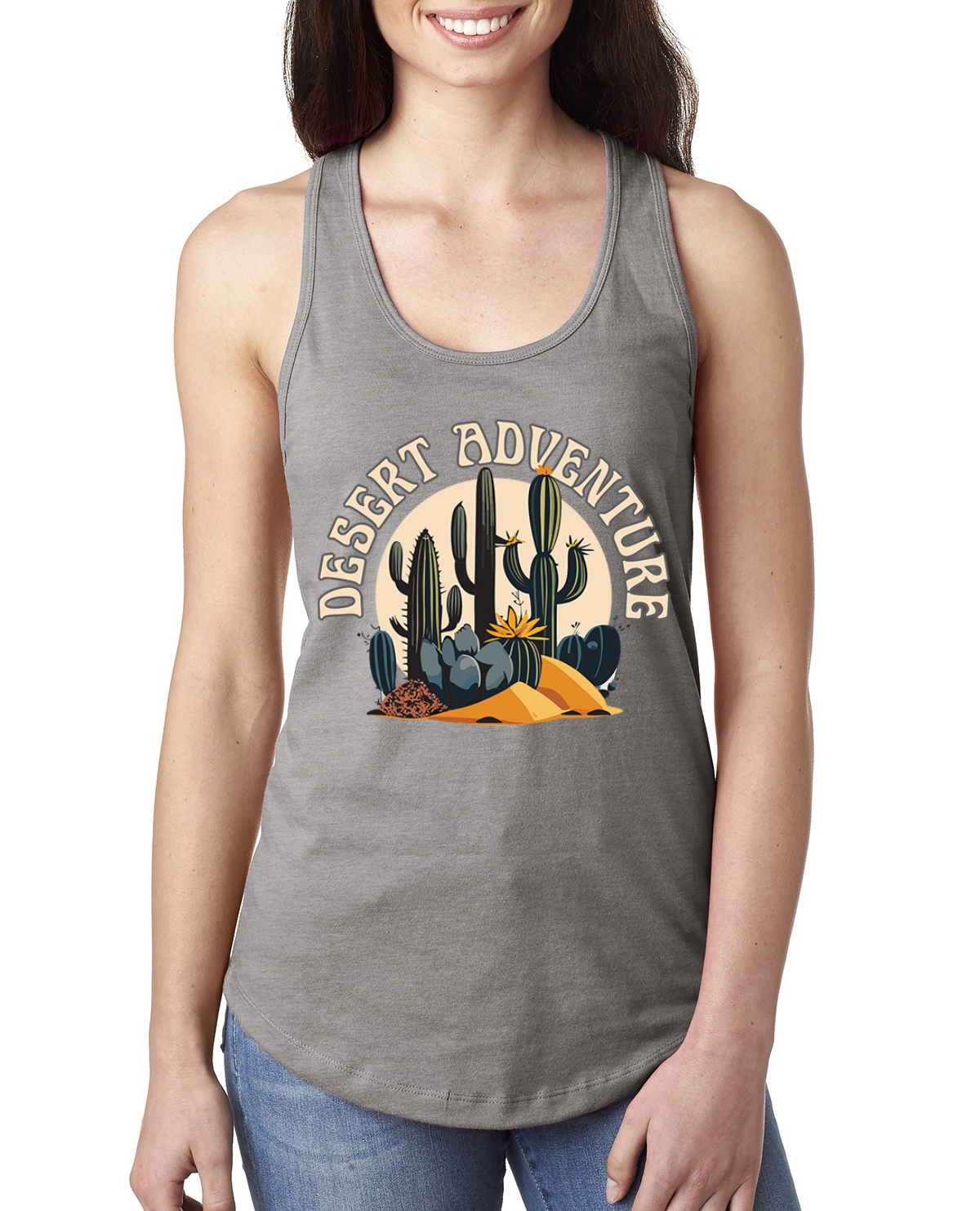 Camiseta sin mangas Desert Adventure Cactus Nature Damas Racerback - Imagen 3 de 4