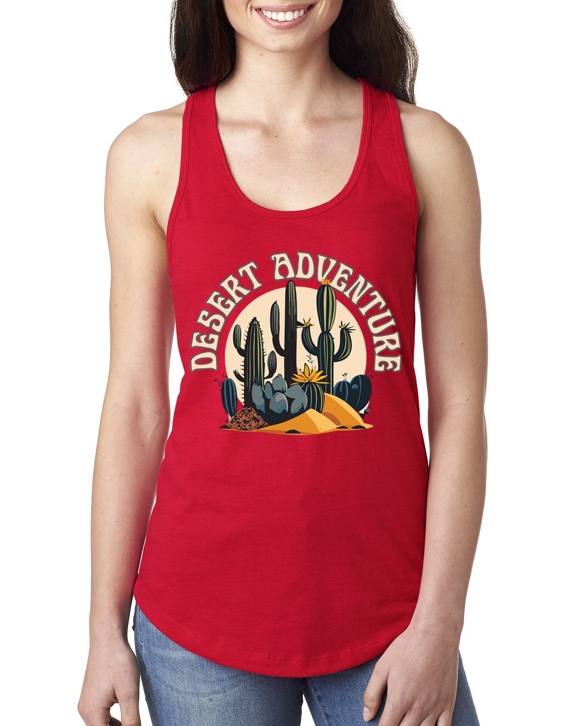 Camiseta sin mangas Desert Adventure Cactus Nature Damas Racerback - Imagen 4 de 4