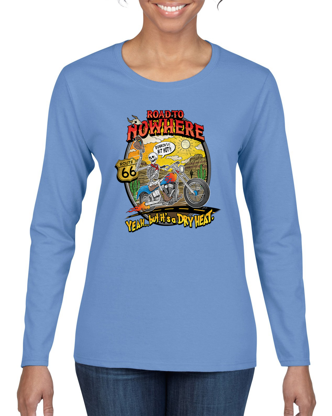 Road To Nowhere Runnin' A Lil Hot Vintage Women Graphic Long Sleeve T-Shirt - Picture 9 of 9