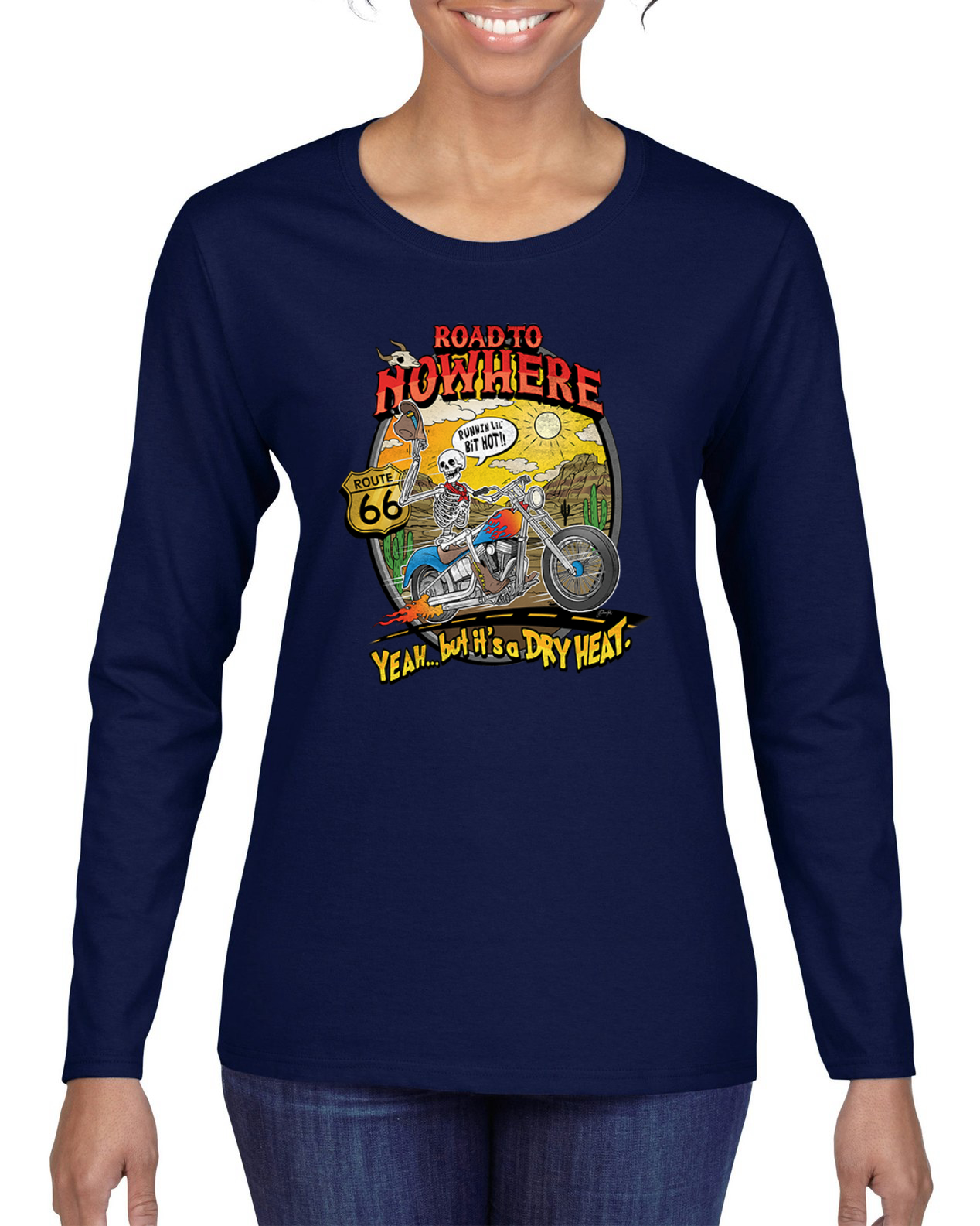 Road To Nowhere Runnin' A Lil Hot Vintage Women Graphic Long Sleeve T-Shirt - Picture 6 of 9