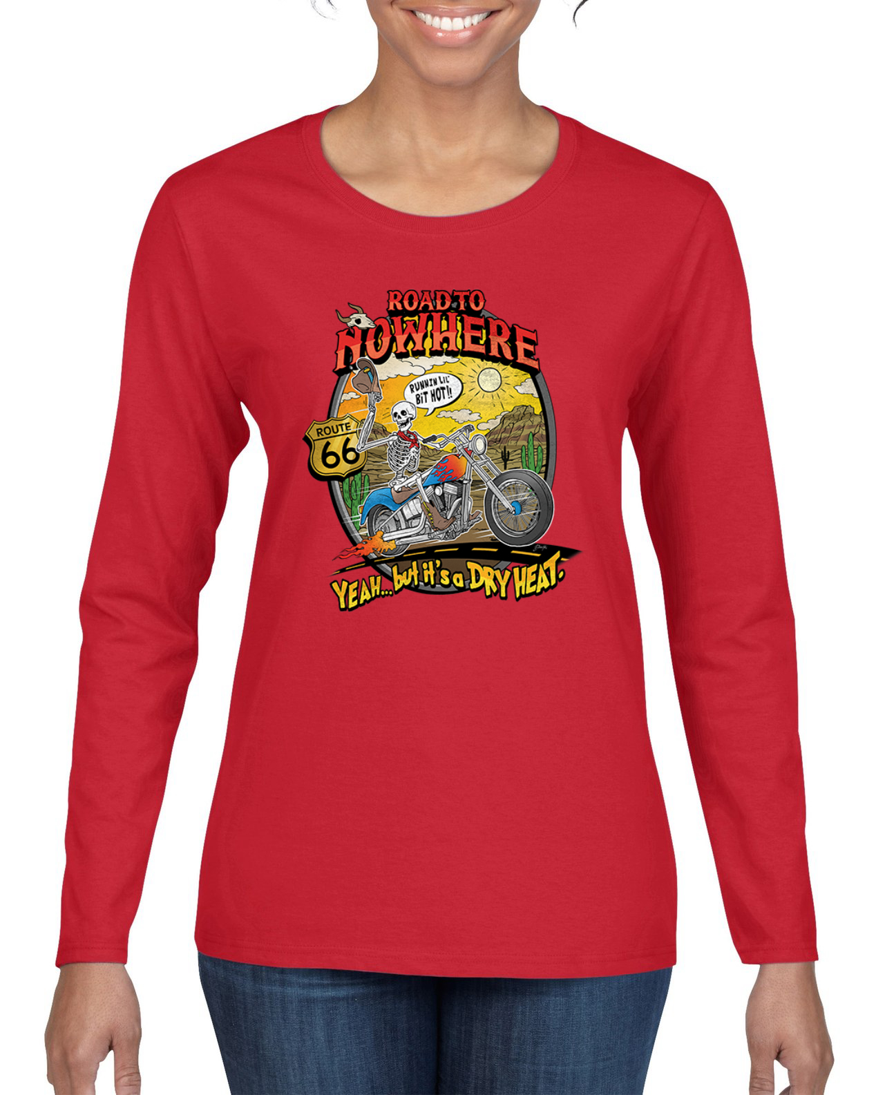 Road To Nowhere Runnin' A Lil Hot Vintage Women Graphic Long Sleeve T-Shirt - Picture 8 of 9